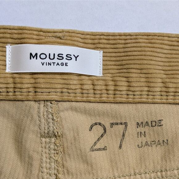 MOUSSY VINTAGE Ailey Corduroy Pants 27 Slim Ankle Tan Khaki Japan Cotton - Picture 2 of 11